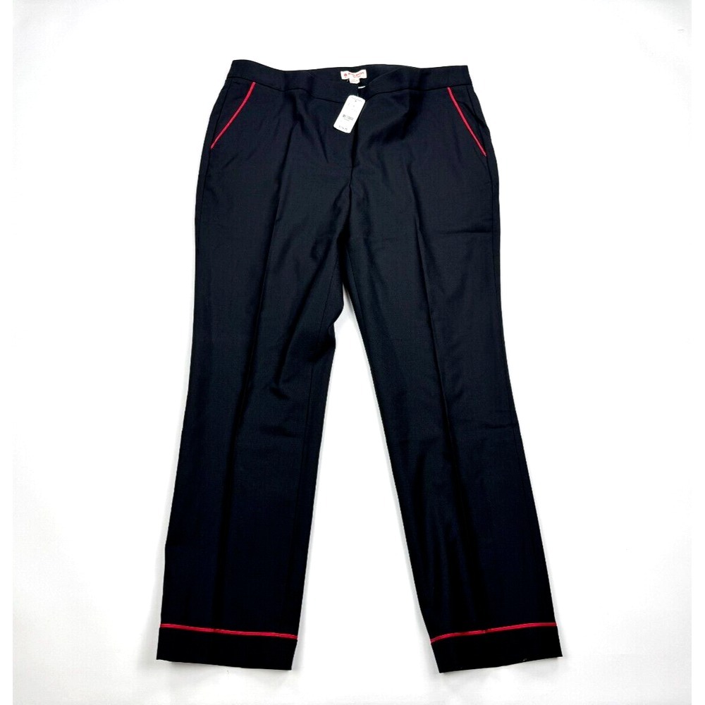 Brooks Brothers Wool Trousers Red Trim Women 14 NWT Zip Closure Pockets Stretch‎